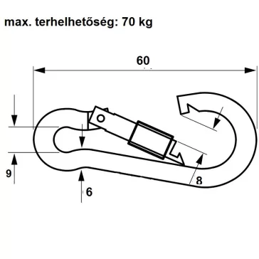 Tűzoltókarabiner 6*60Mm Csavaros Import