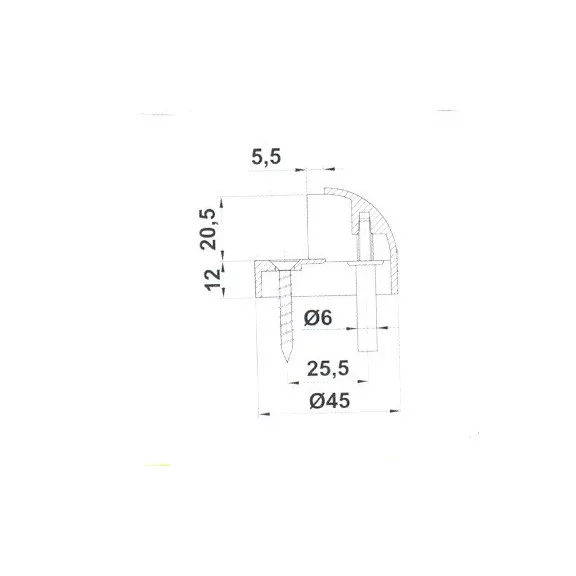 Ajtóütköző Félgömb Q45 Szat.Nikk.D3704Sn Wl-155, 34-7Sn
