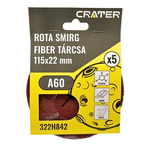 FIBER TÁRCSA 115*22MM A60 /ROTA SMIRG/ 5DB/CSOM CRATER 