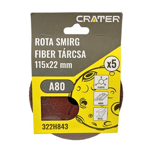 FIBER TÁRCSA 115*22MM A80 /ROTA SMIRG/ 5DB/CSOM CRATER 