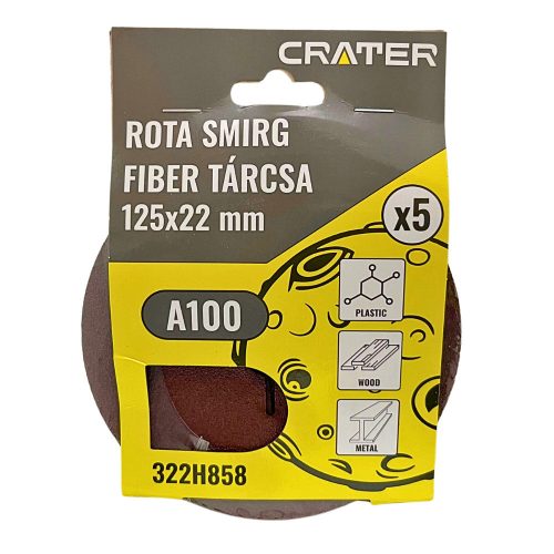 FIBER TÁRCSA 125*22MM A100 /ROTA SMIRG/ 5DB/CSOM CRATER 