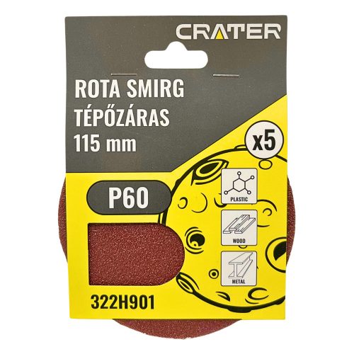 ROTA SMIRG TÉPŐZÁRAS 115MM P60 5DB/CS. CRATER 