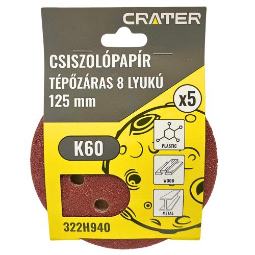 CSISZOLÓKORONG TÉPŐ. 8LYUK.125MM K60 5DB CRATER 