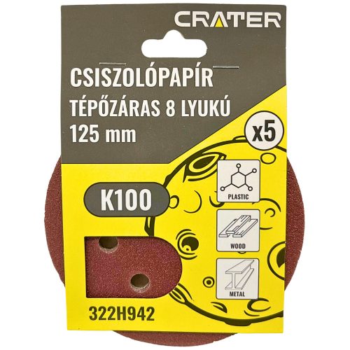 CSISZOLÓKORONG TÉPŐ. 8LYUK125MM K100 5DB CRATER 