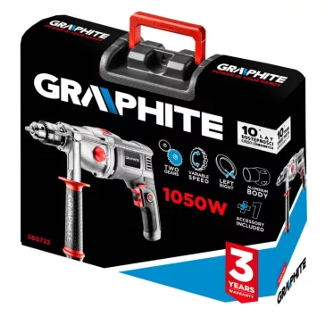 Ütvefúrógép 1050W 13Mm 1,4Kg 2-Sebesség Graphite