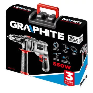 Ütvefúrógép 550W 13Mm 1,4Kg+Koffer Graphite