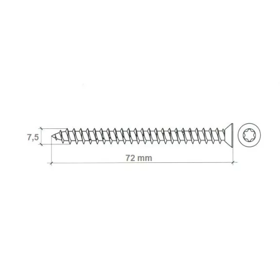 Tokrögzitő Csavar /Torx 30/ 7,5*72 Mm