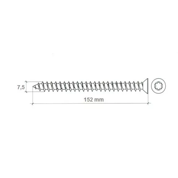 Tokrögzitö Csavar /Torx30/ 7.5*152 Mm