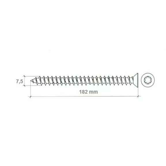 Tokrögzitő Csavar /Torx30/ 7,5*182 Mm