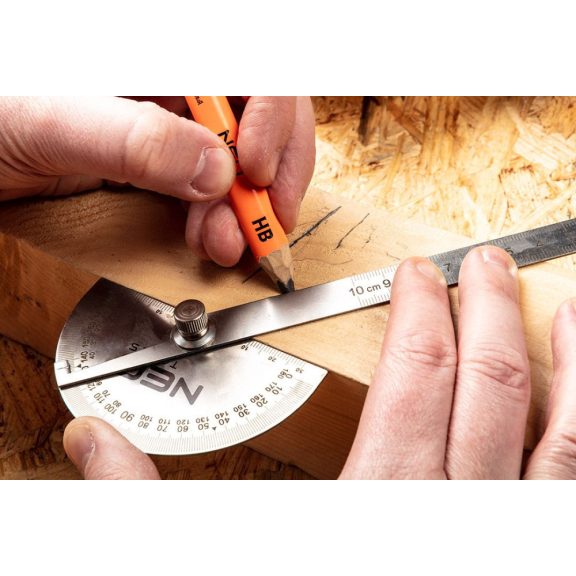 Szögmérő Vonalzóval 100Mm Rozsdamentes Neo Tools